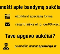 Pranešk apie bandymą sukčiauti!