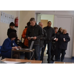 Pagėgių rinkimų apylinkė buvo įsikūrusi Algimanto Mackaus gimnazijos sporto salėje.