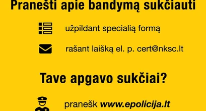 Pranešk apie bandymą sukčiauti!