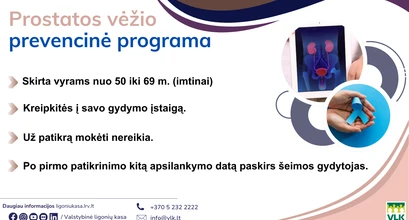 Ligonių kasa: vis daugiau Lietuvos vyrų ryžtasi pasitikrinti dėl prostatos vėžio